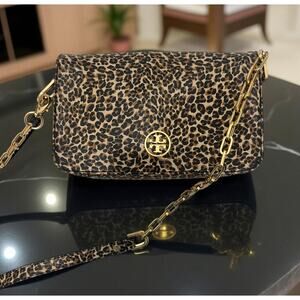 Tory Burch Emerson Leopard Leather  Crossbody